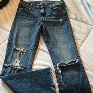 Mother Denim, dark ankle fringe w button fly!